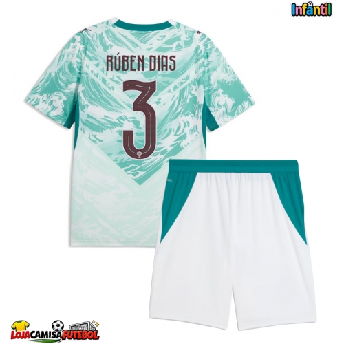 Camisa de Futebol Portugal Ruben Dias #3 Equipamento Secundário Infantil Mundo 2026 Manga Curta (+ Calças curtas)